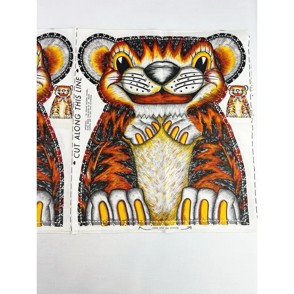 Vintage Multicolor Tiger Cut N Sew Two Panels Pillow 1960s Rare
